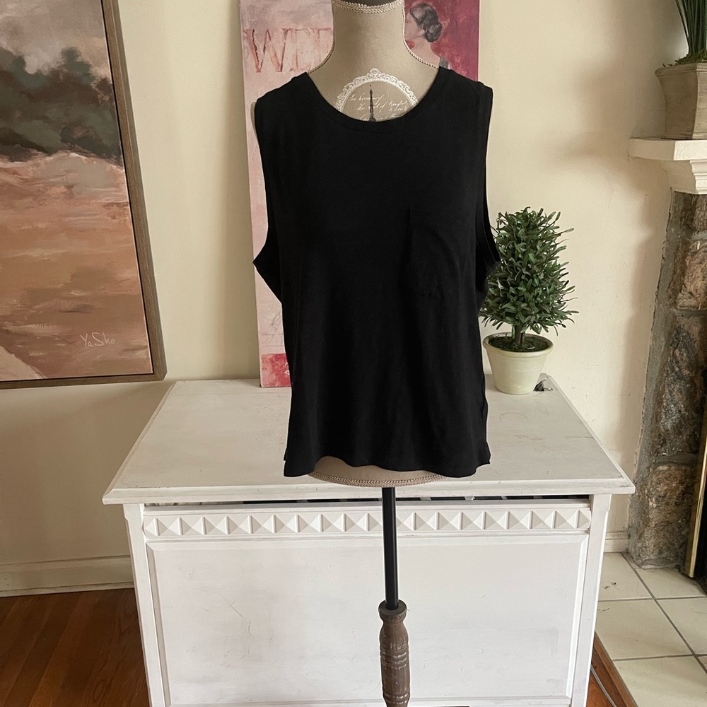 J. Crew Black Tank Top with Front Pocket